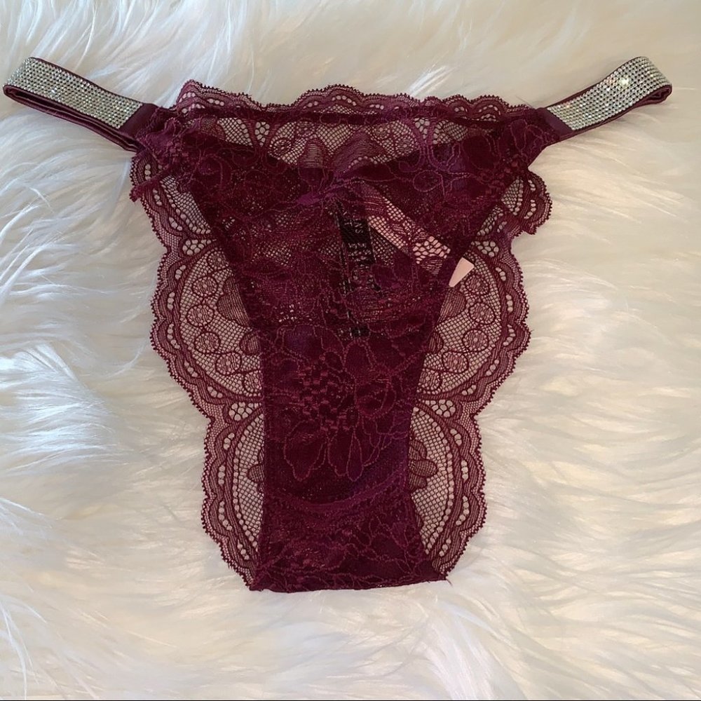 New VERY SEXY Bombshell Shine Strap Thong Panty Crystal Band Underwear XS